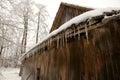 Icicles On Old Barn Royalty Free Stock Photo