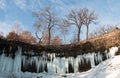 Icicles of partly frozen Minnehaha waterfall Royalty Free Stock Photo