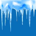 Icicles realistic seamless vector border Royalty Free Stock Photo