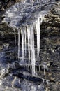 Icicles on rock Royalty Free Stock Photo