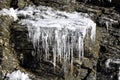 Icicles on rock Royalty Free Stock Photo