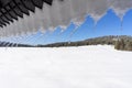 Icicles on the roof . Around Oravice. Tatry. Slovakia