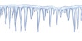 Icicles seamless border. Winter design elements. Vector Icicles isolated on white background. Blue frozen icicle cluster Royalty Free Stock Photo