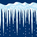 Icicles and snow background, vector