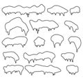 Icicles, snow cap, drift outline vector symbol icon design set