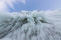 Icicles sokuy hanging over the head with a rock Olkhon Island on Royalty Free Stock Photo