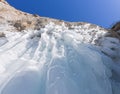 Icicles sokuy hanging over the head with a rock Olkhon Island on Royalty Free Stock Photo