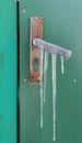 Icicles on a unused metal door knob