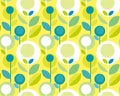 Icid yellow 60s floral retro pattern.