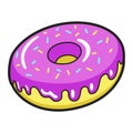 Icing donut bright icon, delicious cake with sprinkles