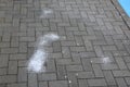 Icing protection on the pavement is sprinkled with salt. the salt melts the ice into a harmless slurry. the salt layer is too high