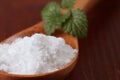 Icing sugar in a wooden spoon Royalty Free Stock Photo