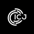 ICJ letter logo design on black background. ICJ creative initials letter logo concept. ICJ letter design Royalty Free Stock Photo