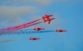 The Red Arrows Flying Display Team Seven Hawk Jets.