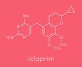 Iclaprim antibiotic drug molecule. Skeletal formula.