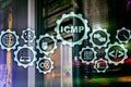 ICMP. Internet Control Message Protocol. Network concept. Server room on background