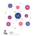 ICO colored circle concept with simple Royalty Free Stock Photo