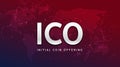 ICO initial coin offering background illustration. Blockchain business digital ico crypto company