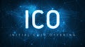 ICO initial coin offering banner. Royalty Free Stock Photo