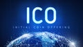 ICO initial coin offering banner. Royalty Free Stock Photo