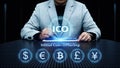 ICO Initial Coin Offering Business Internet Technology Concept Royalty Free Stock Photo