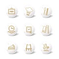 Cooking ware icon set bullet white