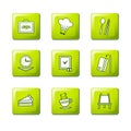 Cooking ware icon set button green Royalty Free Stock Photo