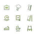Cooking ware icon set green Royalty Free Stock Photo
