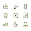 Cooking ware icon set green Royalty Free Stock Photo