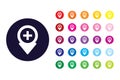 Hospital location sign icon. Hospital location color symbol.