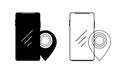 Smartphone location linear icon vector