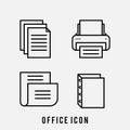 Business and office icon. editable vector line icon set, document, printer, document File, file folders. Collection of vector symb