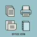 Business and office icon. editable vector line icon set, document, printer, document File, file folders. Collection of vector symb Royalty Free Stock Photo