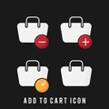 Line drawn shopping icons in black and white with trolleys, carts, basket and sign on merchandise, vector illustration. Flat desig