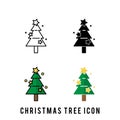 Christmas tree line icon, decorated conifer outline, linear and full pictogram isolated on white, logo illustration. modern flat d Royalty Free Stock Photo