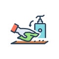 Color illustration icon for By, means of prevention and through