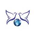 Dove with global icon symbol.