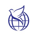 Dove with global icon symbol.