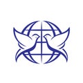 Dove with global icon symbol.