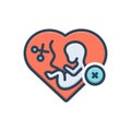Color illustration icon for Abortion, miscarriage and fetus