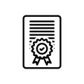 Black line icon for Accreditation, certificate and diploma