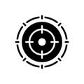 Black solid icon for Accuracy, goal and target Royalty Free Stock Photo