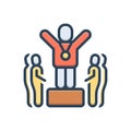 Color illustration icon for Achieved, cognizable and victory