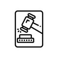 Black line icon for Adjudicate, justice and hammer Royalty Free Stock Photo