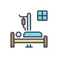 Color illustration icon for Admitted, patient and injured