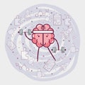 Icon adorable kawaii brain doing exercise