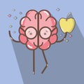 Icon adorable kawaii brain eating apple