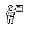 Black line icon for Advocacy, girl and advocate