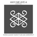 icon with african adinkra symbol Anyi Me Aye A. Symbol warns against ingratitude and disrespect