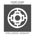  icon with african adinkra symbol Dame Dame. Symbol of Intelligence and Ingenuity